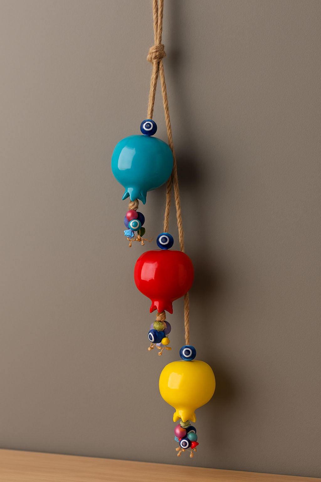 Üçlü Renkli Nar & Nazar Boncuğu Detaylı Kapı Duvar Aksesuarı - Görsel 2