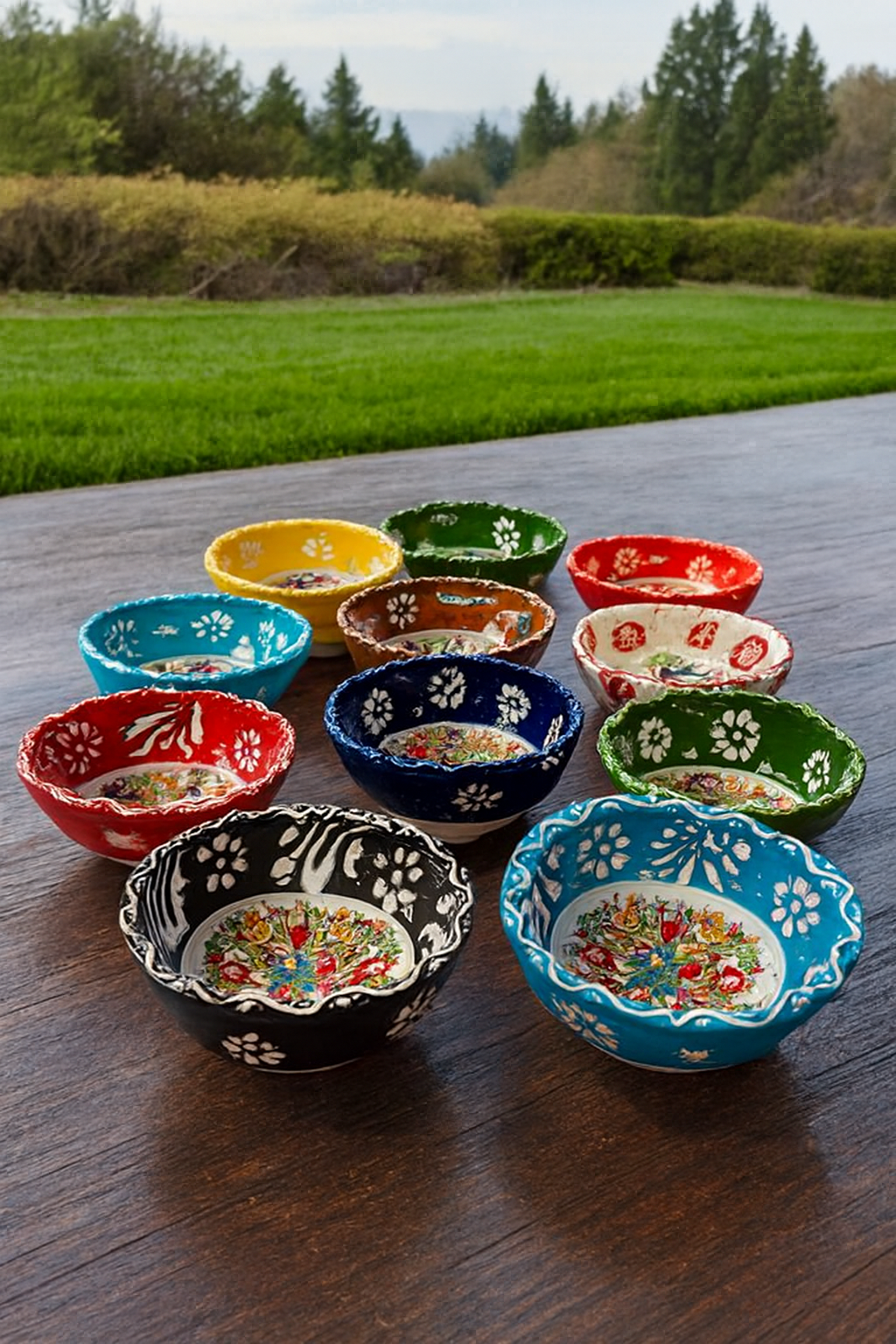 Kütahya Serisi Çini Motifli 12’li Seramik Çerezlik & Sosluk Kase Seti | Kahvaltı ve Sunumluk - Görsel 3