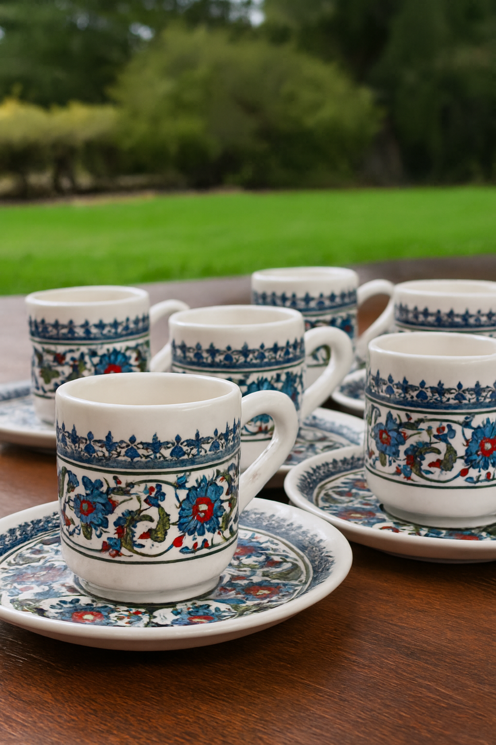 Topkapı Serisi Seramik Türk Kahvesi Fincanı Takımı | 6 Kişilik Geleneksel Osmanlı Desenli Set - Görsel 2