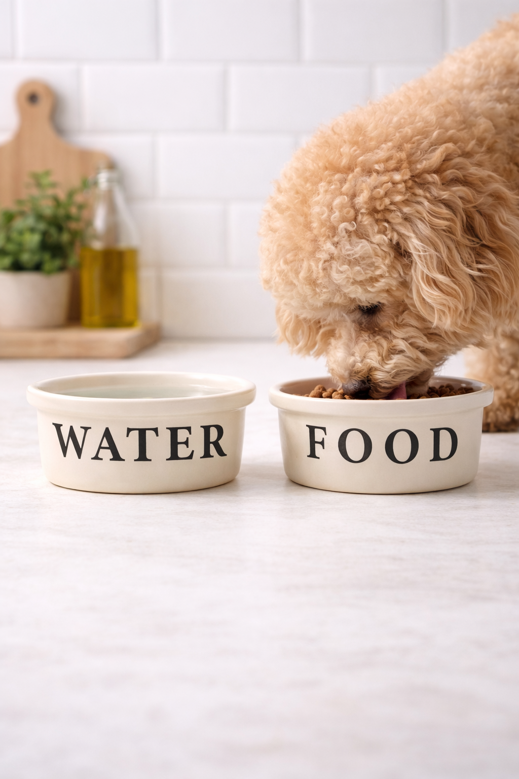 Yan Yana Tasarımlı İkili Seramik Mama Kabı – Mama ve Su Bir Arada