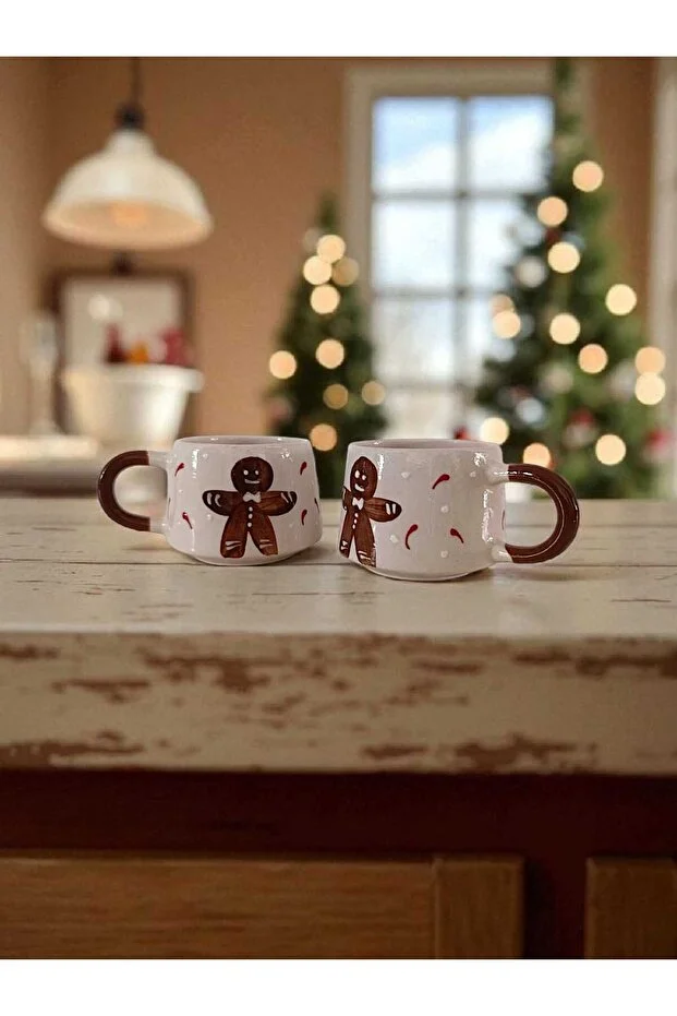 Kurabiye Adam Motifli Seramik Kupa Bardak – Özel Tasarım Yılbaşı Hediyesi - Görsel 3