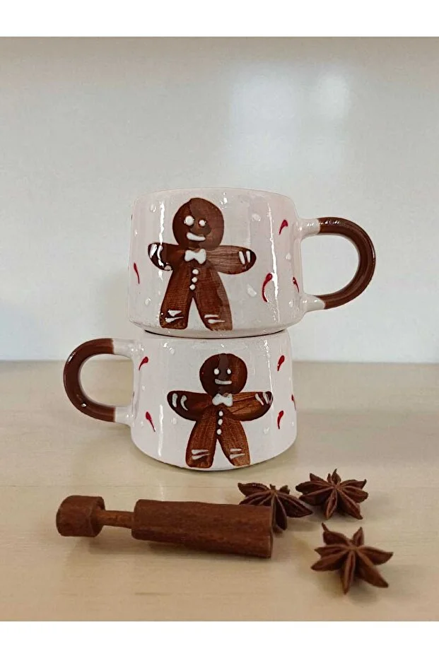 Kurabiye Adam Motifli Seramik Kupa Bardak – Özel Tasarım Yılbaşı Hediyesi - Görsel 5