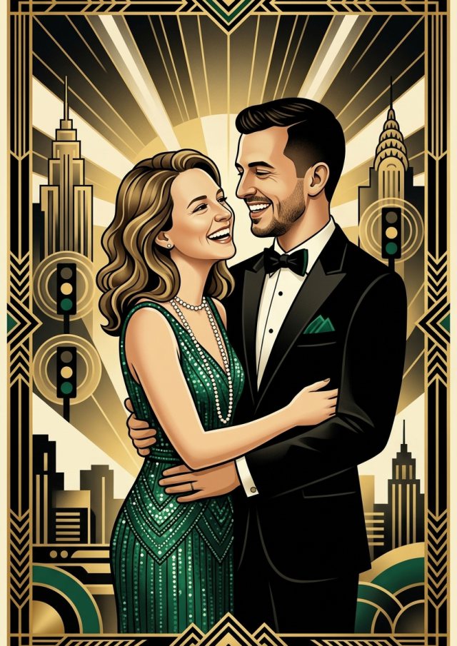 Art Deco Afiş stilinde örnek portre