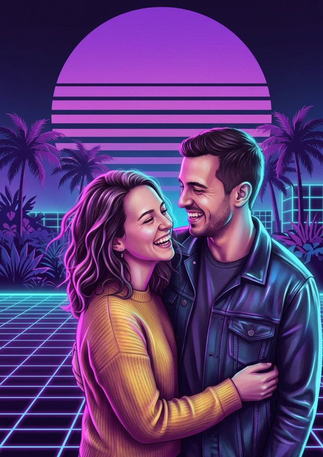 Neon Retro stilinde örnek portre