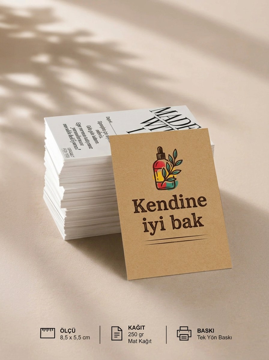 "Kendine iyi bak" Teşekkür Kartı 5×8 cm – Kraft