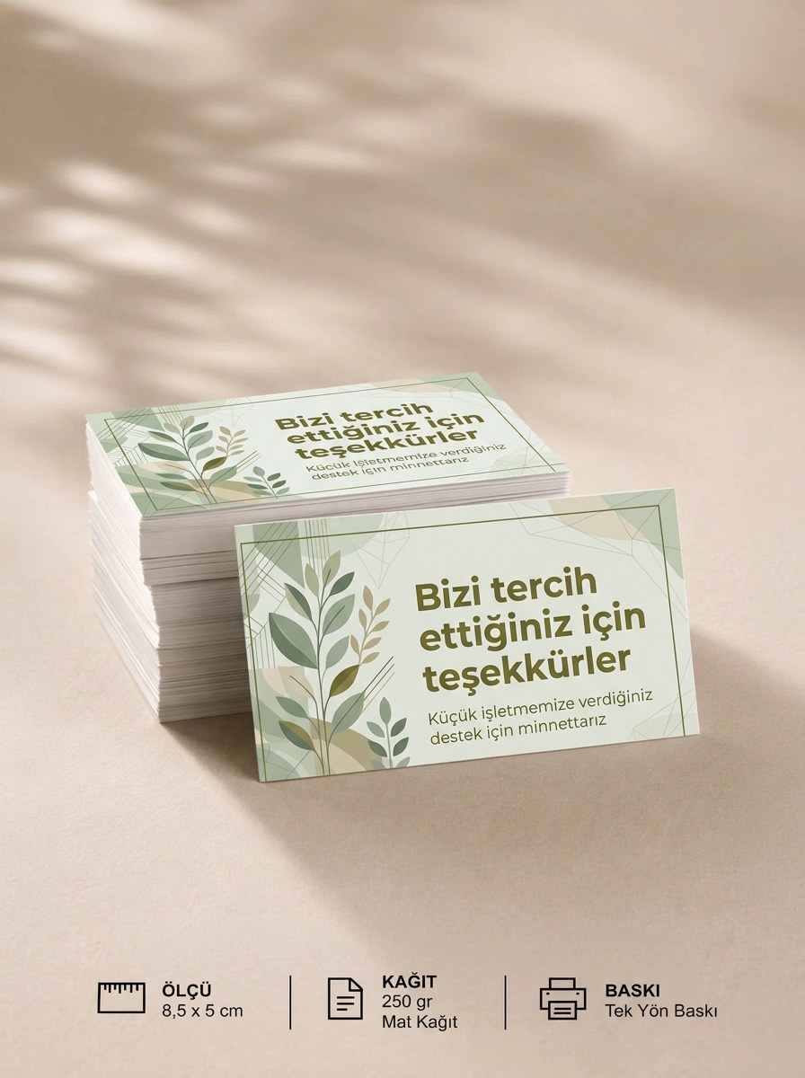 "Bizi tercih ettiğiniz için teşekkürler" Teşekkür Kartı 8×5 cm – Kurumsal