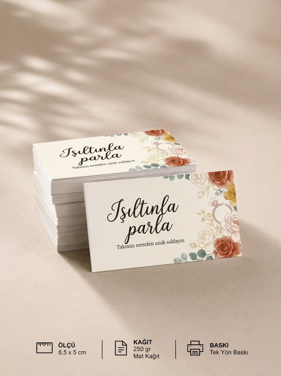 "Işıltınla parla" Teşekkür Kartı 8×5 cm – Çiçekli