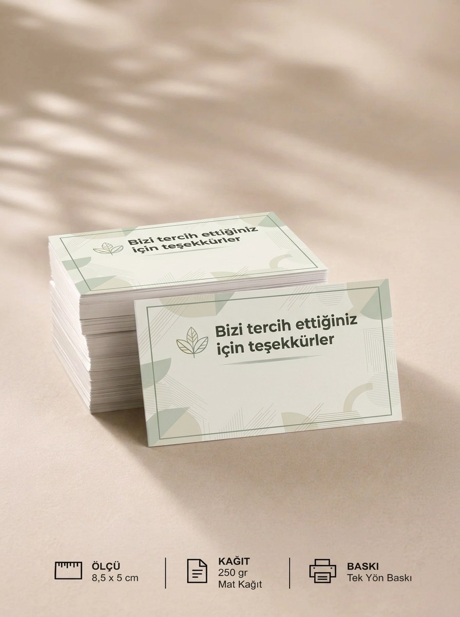 "Bizi tercih ettiğiniz için teşekkürler" Teşekkür Kartı 8×5 cm – Kurumsal