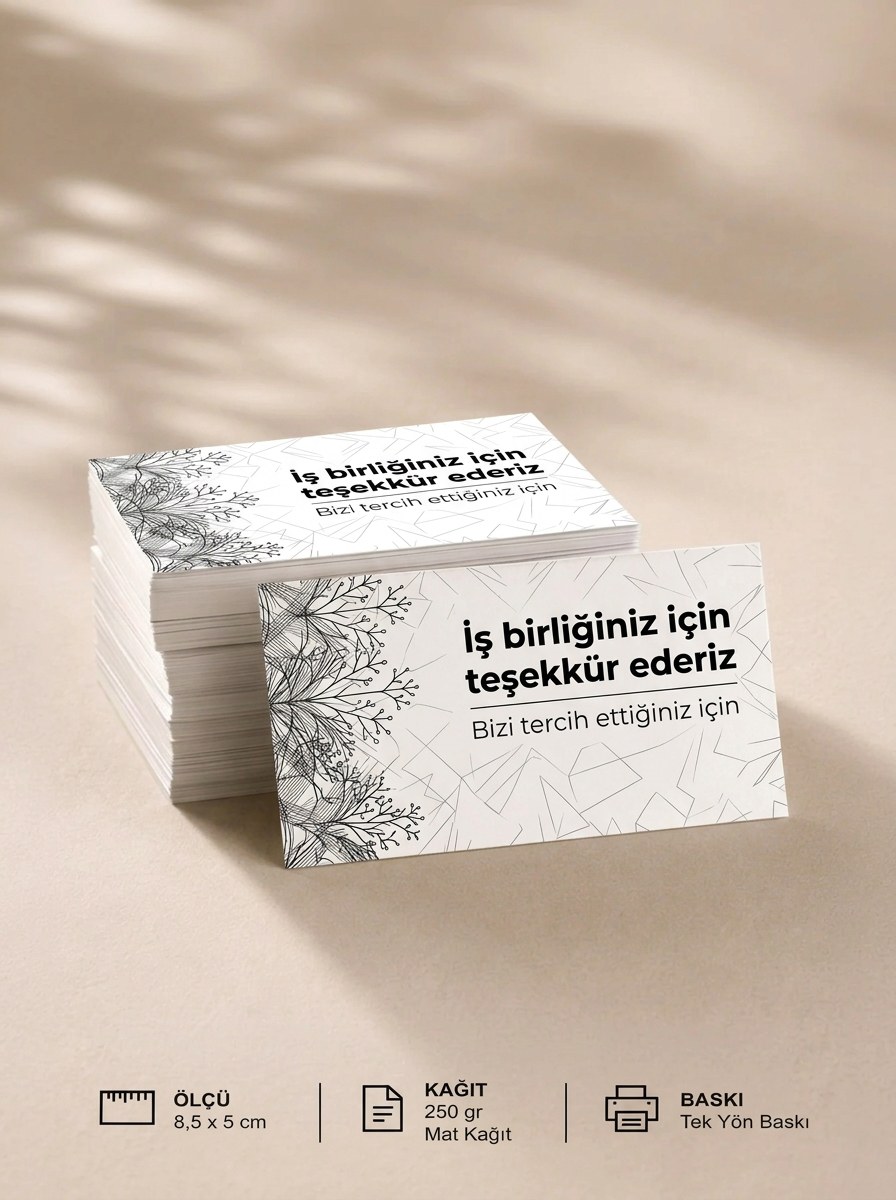 "İş birliğiniz için teşekkür ederiz" Teşekkür Kartı 8×5 cm – Kurumsal
