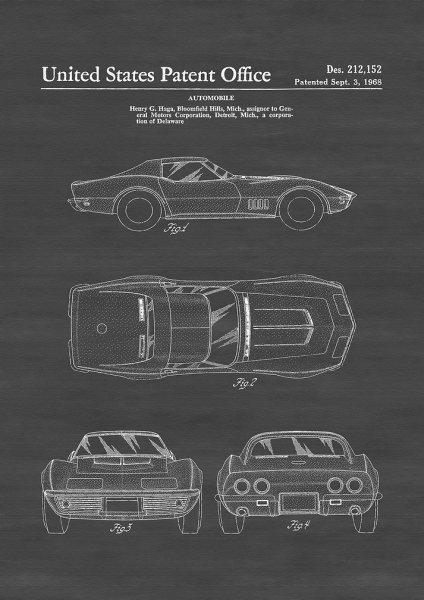 1968 Corvette Patent Araba Posteri – Duvar Tablosu