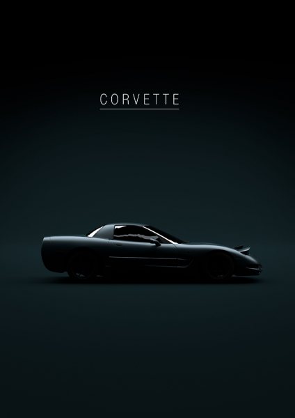 2002 Corvette C5 Araba Posteri – Duvar Tablosu duvarda gerçek ölçek