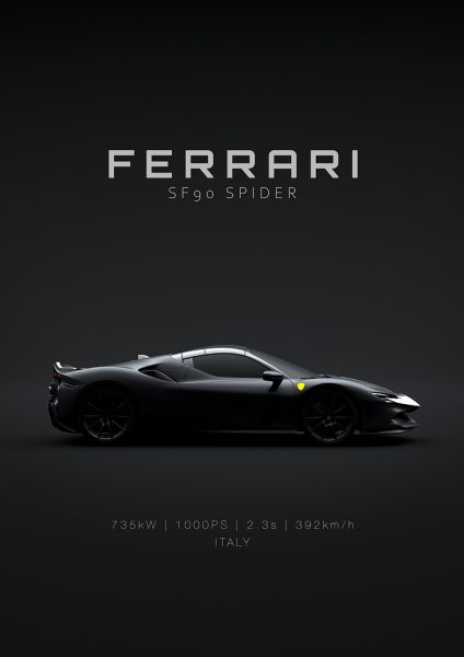 2021 Ferrari SF90 Spider Araba Posteri – Duvar Tablosu duvarda gerçek ölçek