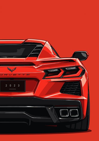 2023 Corvette Rear View Araba Posteri – Duvar Tablosu
