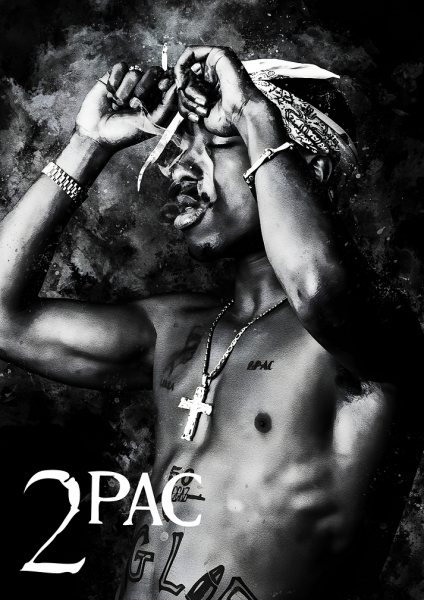 2Pac Smoking Portrait Müzik Posteri – Duvar Tablosu duvarda gerçek ölçek