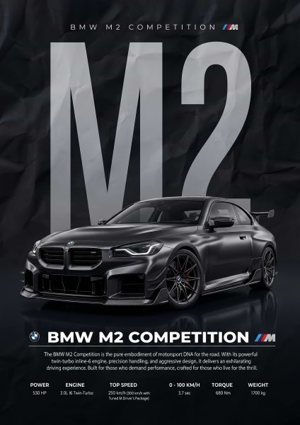 A dark black BMW M2 Competition Araba Posteri – Duvar Tablosu
