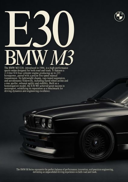 A dark bmw m3 e30 black car Araba Posteri – Duvar Tablosu duvarda gerçek ölçek