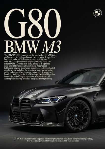 A sleek bmw m3 g80 sports Araba Posteri – Duvar Tablosu duvarda gerçek ölçek