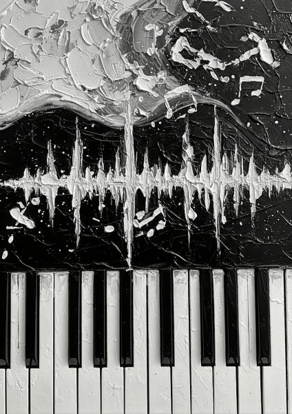 Abstract Piano Keys Black and White Müzik Posteri – Duvar Tablosu duvarda gerçek ölçek