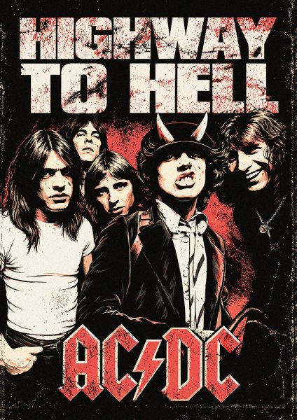 AC/DC Highway to Hell Müzik Posteri – Duvar Tablosu duvarda gerçek ölçek