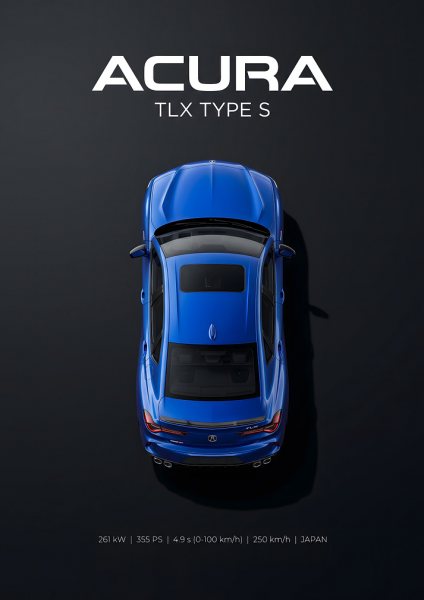 Acura TLX Type S Top View Araba Posteri – Duvar Tablosu duvarda gerçek ölçek
