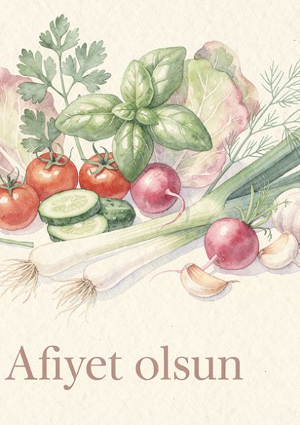 Afiyet Olsun Posteri – Suluboya Duvar Tablosu