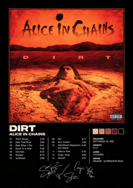 Alice in Chains Dirt Album Müzik Posteri – Duvar Tablosu duvarda gerçek ölçek