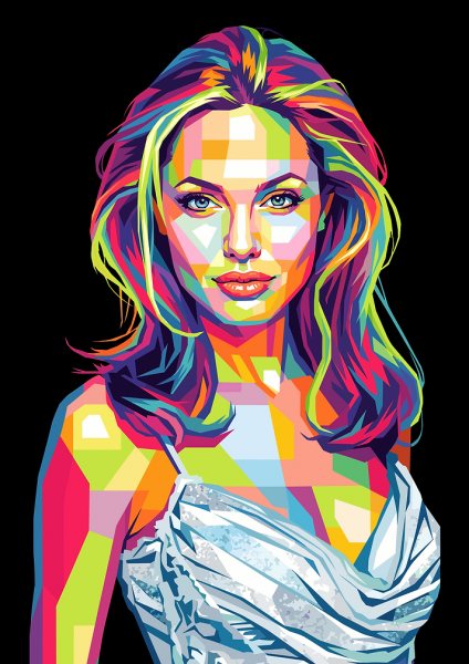 Angelina Jolie WPAP Pop Art Film Posteri – Duvar Tablosu duvarda gerçek ölçek