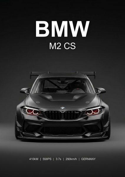 angry black BMW M2 CS Race Car Araba Posteri – Duvar Tablosu poster görseli