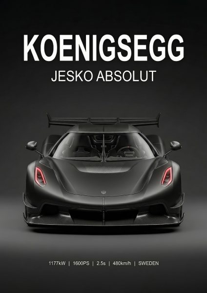 angry black Koenigsegg Jesko Absolut Araba Posteri – Duvar Tablosu poster görseli