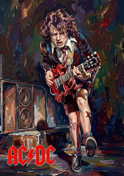 Angus Young AC/DC Painting art Müzik Posteri – Duvar Tablosu poster görseli