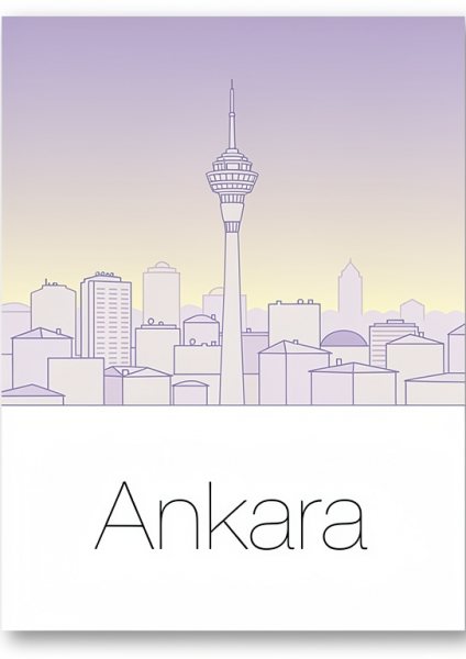 Ankara Silueti Posteri – Çizgi sanat Duvar Tablosu