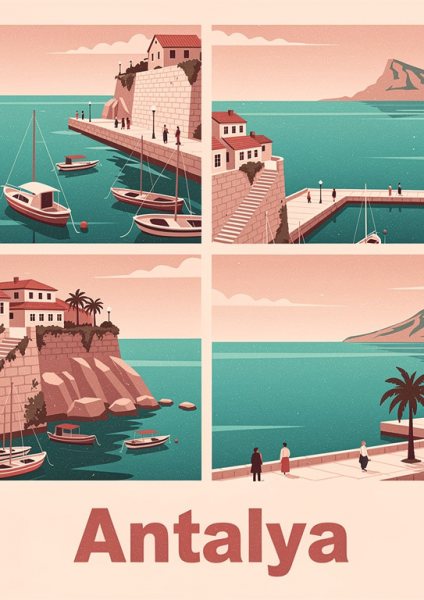 Antalya Kaleiçi Limanı Posteri – Seyahat afişi Duvar Tablosu