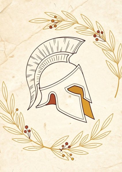 Antik Yunan Savaşçı Miğferi Posteri – Çizgi sanat Duvar Tablosu duvarda gerçek ölçek