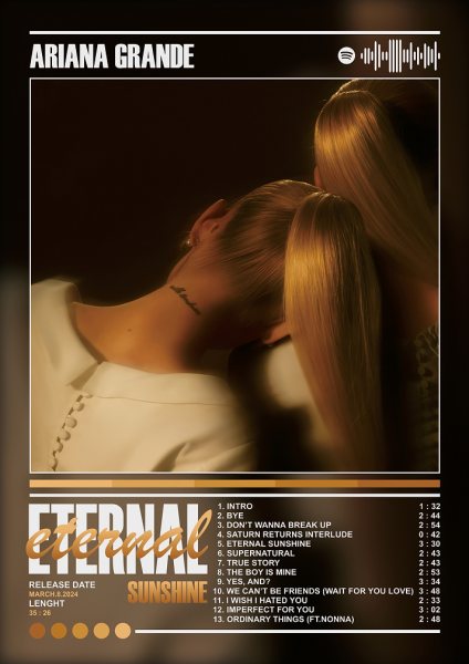 Ariana Grande Eternal Sunshine Album Cover Müzik Posteri – Duvar Tablosu duvarda gerçek ölçek