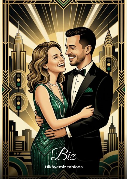 Art Deco Afiş Tarzı Kişiye Özel Portre