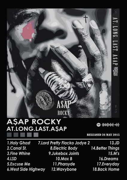 ASAP Rocky At Long Last ASAP Müzik Posteri – Duvar Tablosu duvarda gerçek ölçek