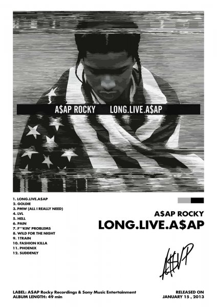 ASAP Rocky Long Live ASAP Müzik Posteri – Duvar Tablosu duvarda gerçek ölçek