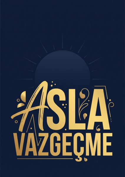 Asla Vazgeçme Motivasyon Posteri – Tipografi Duvar Tablosu duvarda gerçek ölçek