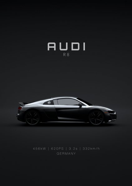 Audi R8 Coupe 2020 Araba Posteri – Duvar Tablosu duvarda gerçek ölçek