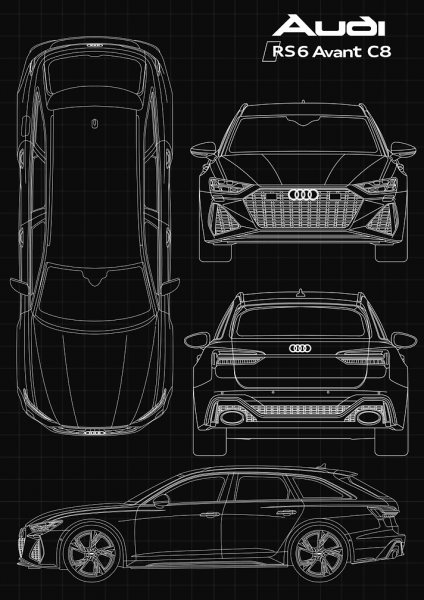 Audi RS6 Avant C8 Araba Posteri – Duvar Tablosu duvarda gerçek ölçek