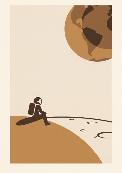 Ay'da Astronot Posteri – Minimal Duvar Tablosu poster görseli