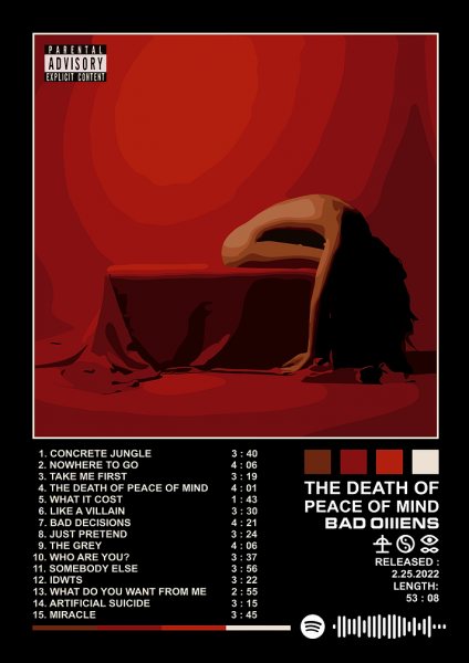 Bad Omens The Death of Peace album cover Müzik Posteri – Duvar Tablosu duvarda gerçek ölçek