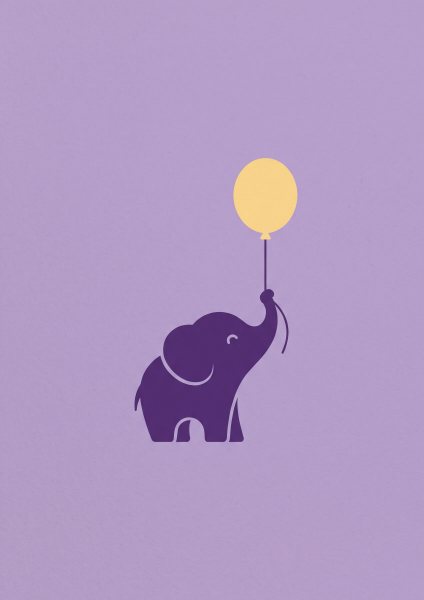 Balonlu Fil Poster – Minimal (A4 / A3, Çerçeveli – Çerçevesiz)
