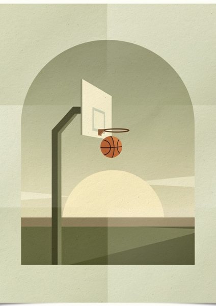 Basket ve Gün Batımı Posteri – Minimal Duvar Tablosu