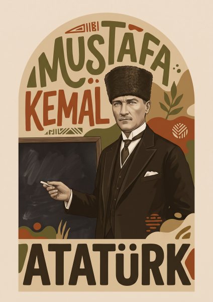 Başöğretmen Atatürk Posteri – Tipografi Duvar Tablosu