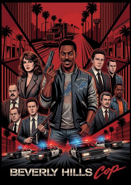 Beverly Hills Cop Movie Poster Art Film Posteri – Duvar Tablosu duvarda gerçek ölçek
