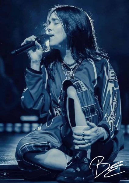 Billie Eilish Müzik Posteri – Duvar Tablosu duvarda gerçek ölçek