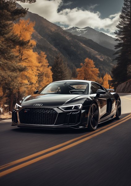 Black Audi R8 Araba Posteri – Duvar Tablosu duvarda gerçek ölçek