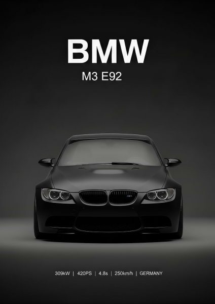 black BMW M3 E92 Car Araba Posteri – Duvar Tablosu