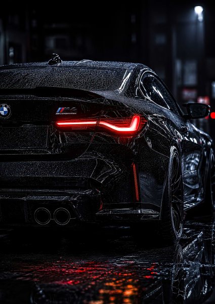 Black BMW M4 Competition at Night Araba Posteri – Duvar Tablosu
